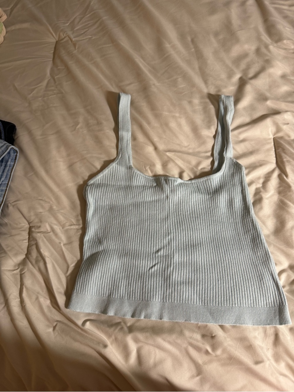 Garage Ribbed Square Neck Tank Top - Mint Green